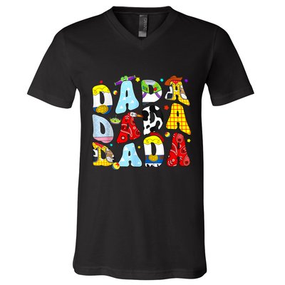 Toy Funny Story Dada Boy Dad Fathers Day For V-Neck T-Shirt