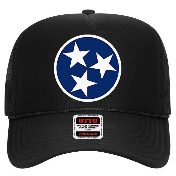 Tennessee Flag State Vintage Style High Crown Mesh Back Trucker Hat