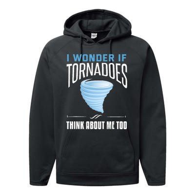 Tornado Funny Storm Chaser Chasing Storms Performance Fleece Hoodie