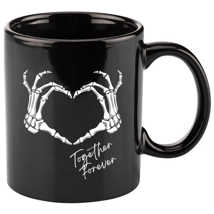 Together Forever Skeleton Heart Hands Gift 11oz C Handle Ceramic Mug