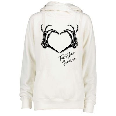 Together Forever Skeleton Heart Hands Gift Womens Funnel Neck Pullover Hood