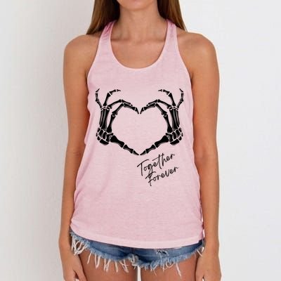 Together Forever Skeleton Heart Hands Gift Women's Knotted Racerback Tank