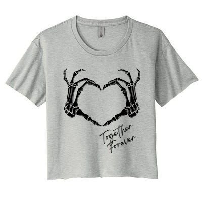 Together Forever Skeleton Heart Hands Gift Women's Crop Top Tee