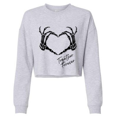 Together Forever Skeleton Heart Hands Gift Cropped Pullover Crew