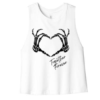 Together Forever Skeleton Heart Hands Gift Women's Racerback Cropped Tank