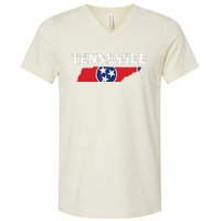 Tennessee Flag State Map Pride Vintage Nashville Tn V-Neck T-Shirt