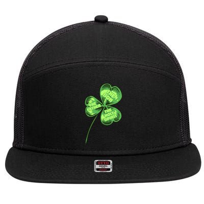 The Father Son Holy Spirit Shamrock St Patrick Day Gift 7 Panel Mesh Trucker Snapback Hat