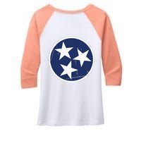 Tennessee Flag State Vintage Style Women's Tri-Blend 3/4-Sleeve Raglan Shirt