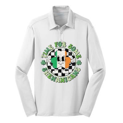 Time For Some Shenanigans Happy St Patricks Day Silk Touch Performance Long Sleeve Polo