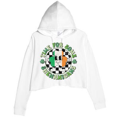 Time For Some Shenanigans Happy St Patricks Day Crop Fleece Hoodie