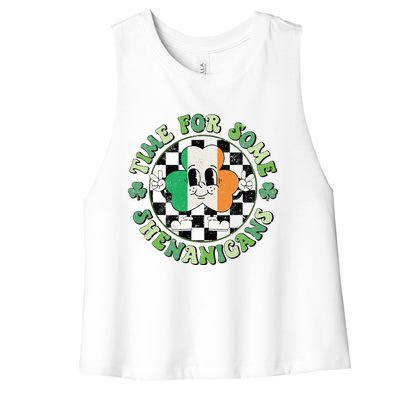 Time For Some Shenanigans Happy St Patricks Day Women's Racerback Cropped Tank