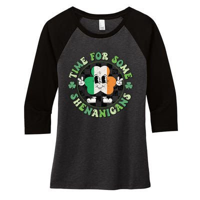 Time For Some Shenanigans Happy St Patricks Day Women's Tri-Blend 3/4-Sleeve Raglan Shirt