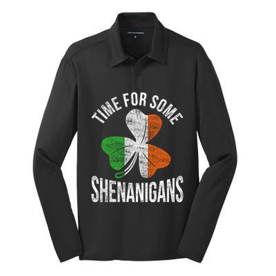 Time For Some Shenanigans Ireland Cool Gift Silk Touch Performance Long Sleeve Polo