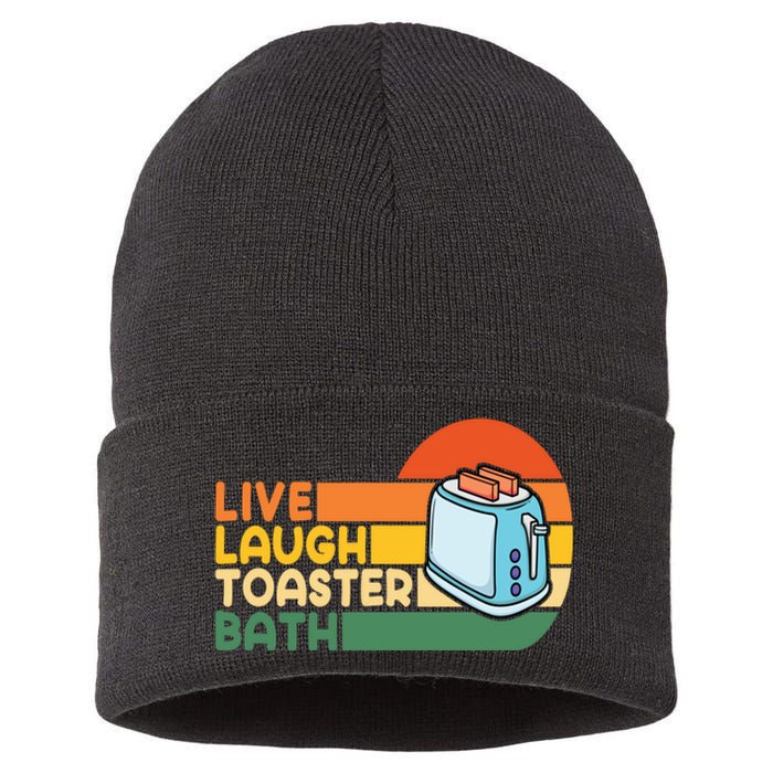 Trendy & Funny Saying Live Laugh Toaster Bath Inspirational Sustainable Knit Beanie