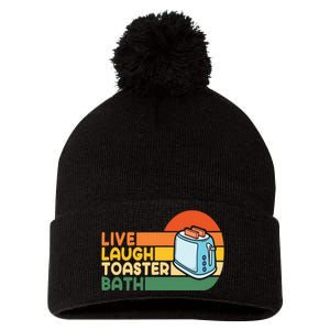 Trendy & Funny Saying Live Laugh Toaster Bath Inspirational Pom Pom 12in Knit Beanie