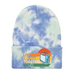 Trendy & Funny Saying Live Laugh Toaster Bath Inspirational Tie Dye 12in Knit Beanie