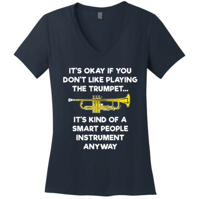 Trumpet Funny Smart People Trumpet Player Women's V-Neck T-Shirt