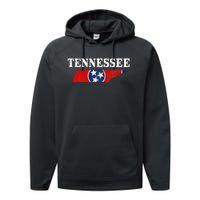 Tennessee Flag State Map Pride Vintage Nashville TN Performance Fleece Hoodie