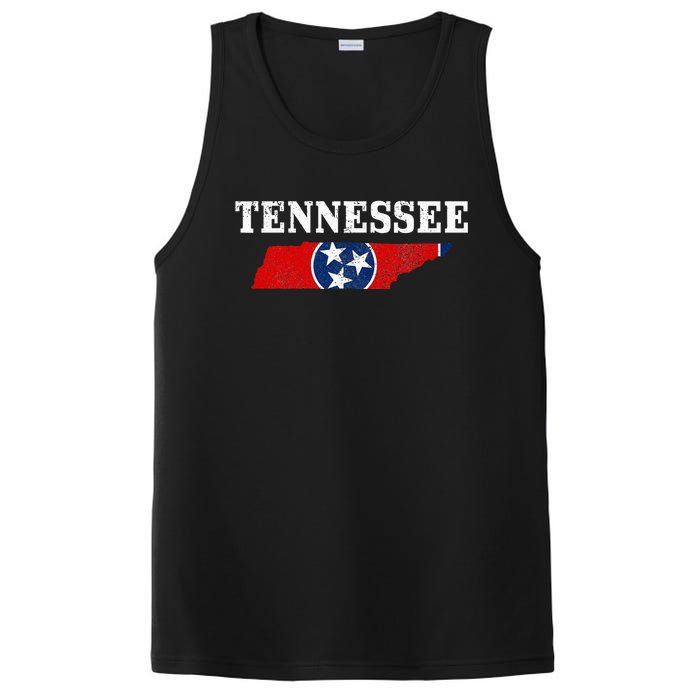 Tennessee Flag State Map Pride Vintage Nashville TN PosiCharge Competitor Tank