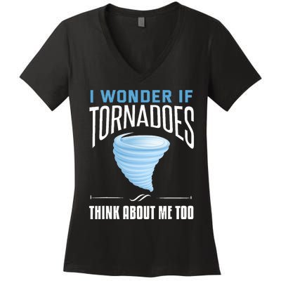 Tornado Funny Storm Chaser Chasing Storms Women's V-Neck T-Shirt