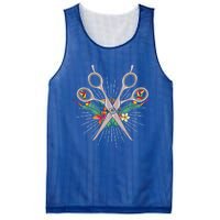 Tropical Flowers Scissors Hairdresser Gift Cute Hairstylist Gift Mesh Reversible Basketball Jersey Tank