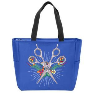 Tropical Flowers Scissors Hairdresser Gift Cute Hairstylist Gift Zip Tote Bag