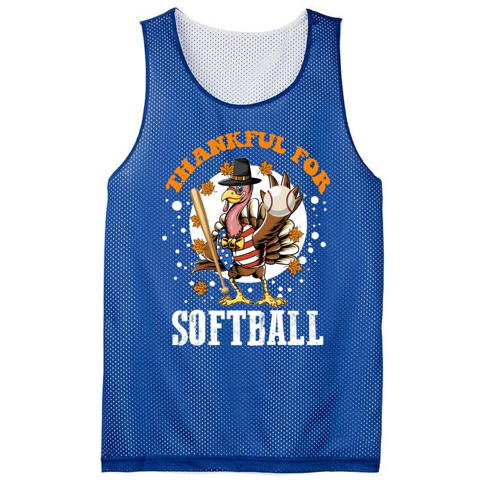 Thankful For Softball Turkey Funny Thanksgiving Softball Gift Mesh Reversible Basketball Jersey Tank