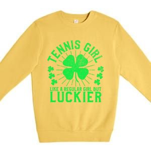 Tennis Funny St Patrick's Day Female Tennis Player Funny Gift Premium Crewneck Sweatshirt