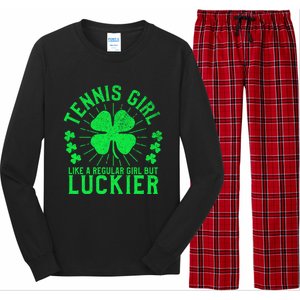 Tennis Funny St Patrick's Day Female Tennis Player Funny Gift Long Sleeve Pajama Set