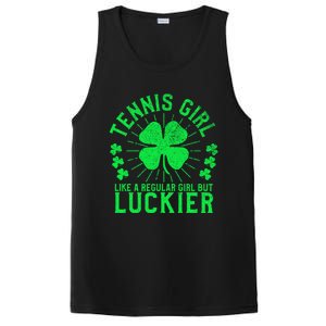 Tennis Funny St Patrick's Day Female Tennis Player Funny Gift PosiCharge Competitor Tank