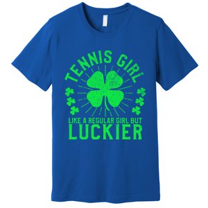 Tennis Funny St Patrick's Day Female Tennis Player Funny Gift Premium T-Shirt