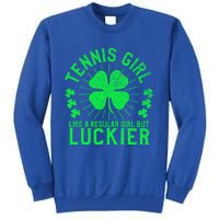 Tennis Funny St Patrick's Day Female Tennis Player Funny Gift Tall Sweatshirt