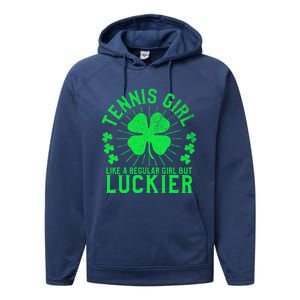 Tennis Funny St Patrick's Day Female Tennis Player Funny Gift Performance Fleece Hoodie