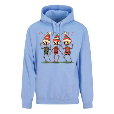 Three Funny Skeletons Dancing Christmas Tree Light Cute Xmas Gift Unisex Surf Hoodie