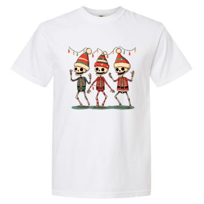 Three Funny Skeletons Dancing Christmas Tree Light Cute Xmas Gift Garment-Dyed Heavyweight T-Shirt