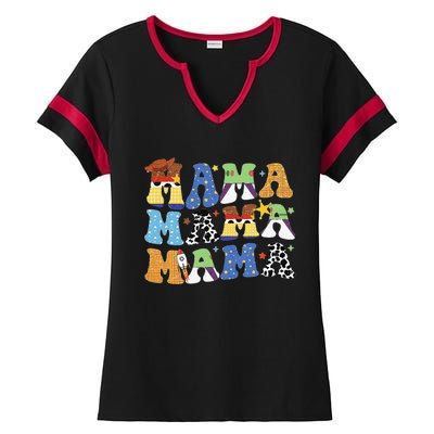 Toy Funny Story Mama Boy Mom Mothers Day Ladies Halftime Notch Neck Tee