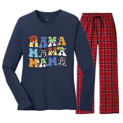 Toy Funny Story Mama Boy Mom Mothers Day Women's Long Sleeve Flannel Pajama Set 