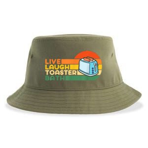 Trendy & Funny Saying Live Laugh Toaster Bath Inspirational Sustainable Bucket Hat