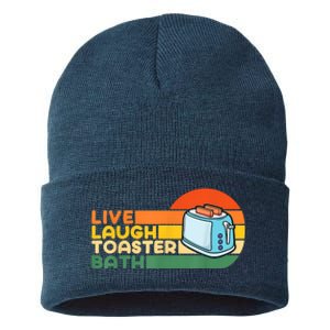 Trendy & Funny Saying Live Laugh Toaster Bath Inspirational Sustainable Knit Beanie