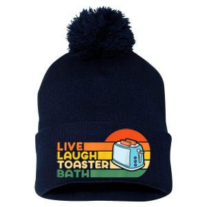 Trendy & Funny Saying Live Laugh Toaster Bath Inspirational Pom Pom 12in Knit Beanie