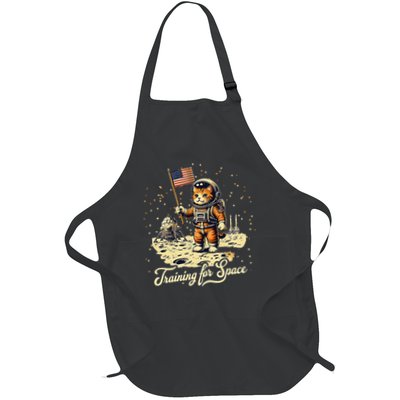 Training For Space Astronaut in Training Cat Lover Full-Length Apron With Pockets