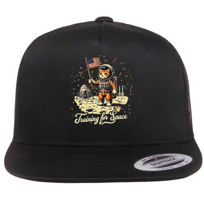 Training For Space Astronaut in Training Cat Lover Flat Bill Trucker Hat