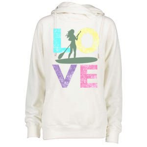 Top Fun Stand Up Paddle Board Love 2 Womens Funnel Neck Pullover Hood