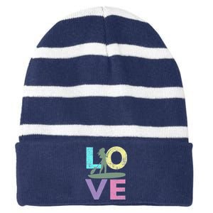 Top Fun Stand Up Paddle Board Love 2 Striped Beanie with Solid Band