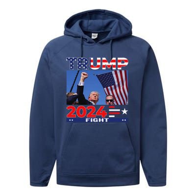 Trump Fight Shot 2024 Performance Fleece Hoodie