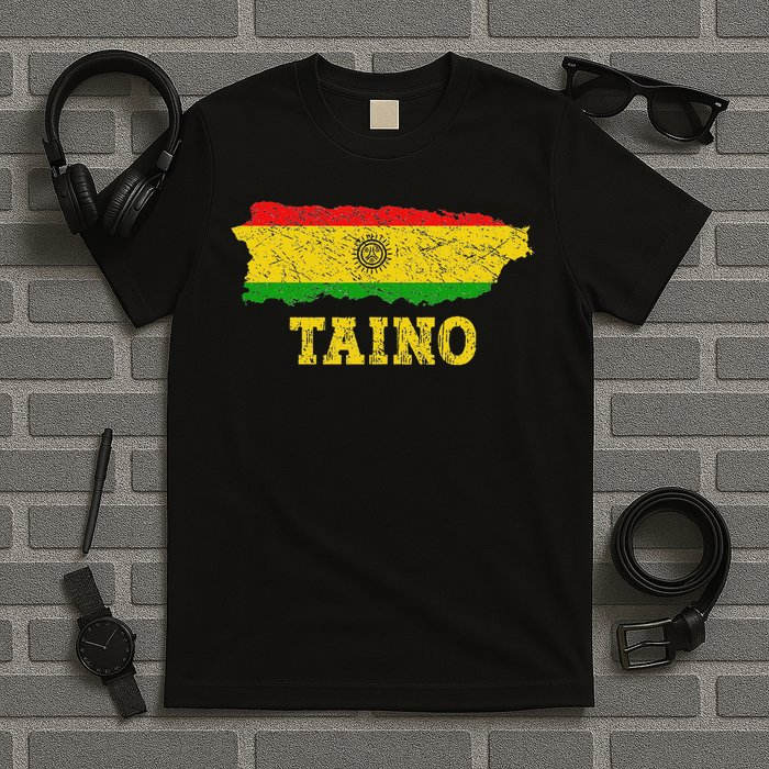 Taino Flag Symbol Puerto Rico Map Boricua Culture Boriken T-Shirt