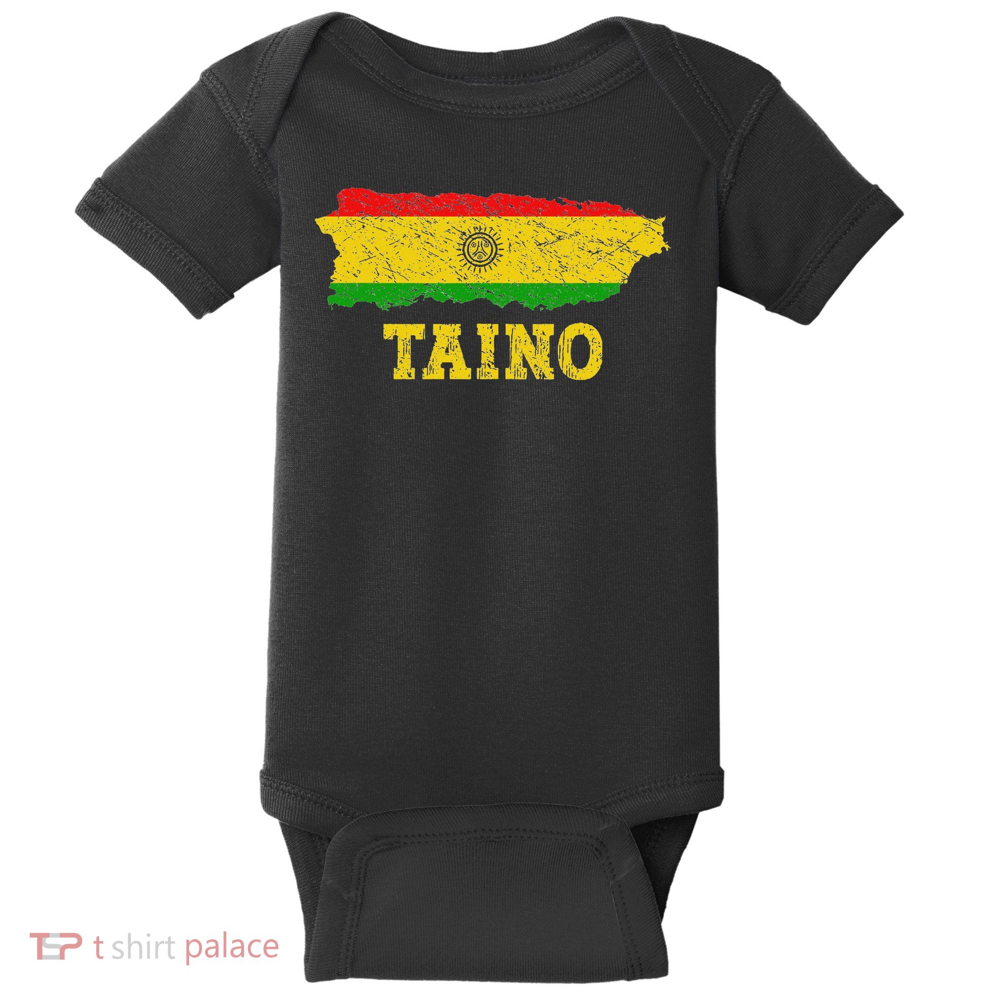 Taino Flag Symbol Puerto Rico Map Boricua Culture Boriken Baby Bodysuit