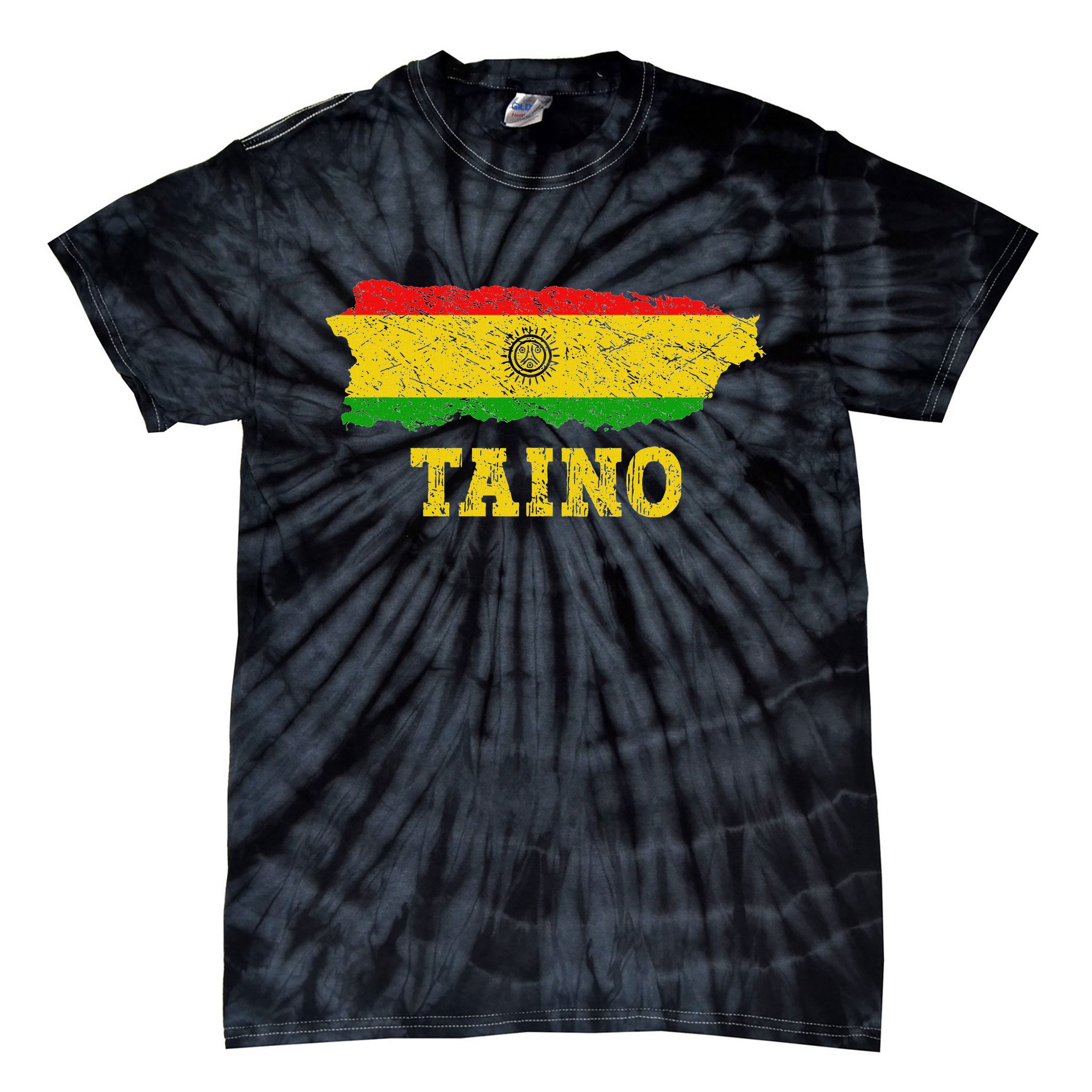 Taino Flag Symbol Puerto Rico Map Boricua Culture Boriken Tie-Dye T-Shirt