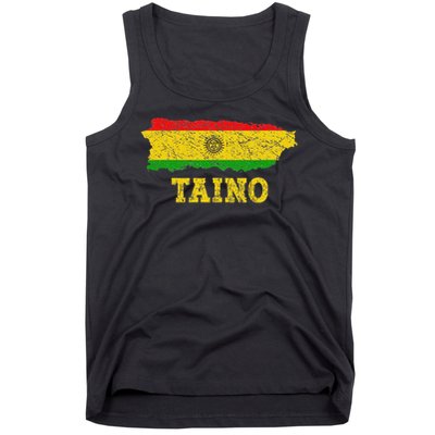 Taino Flag Symbol Puerto Rico Map Boricua Culture Boriken Tank Top