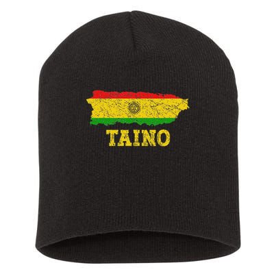 Taino Flag Symbol Puerto Rico Map Boricua Culture Boriken Short Acrylic Beanie